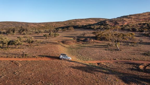 Driving through the Gawler Ranges along the Chillunie Pass Track (Isaac Forman)